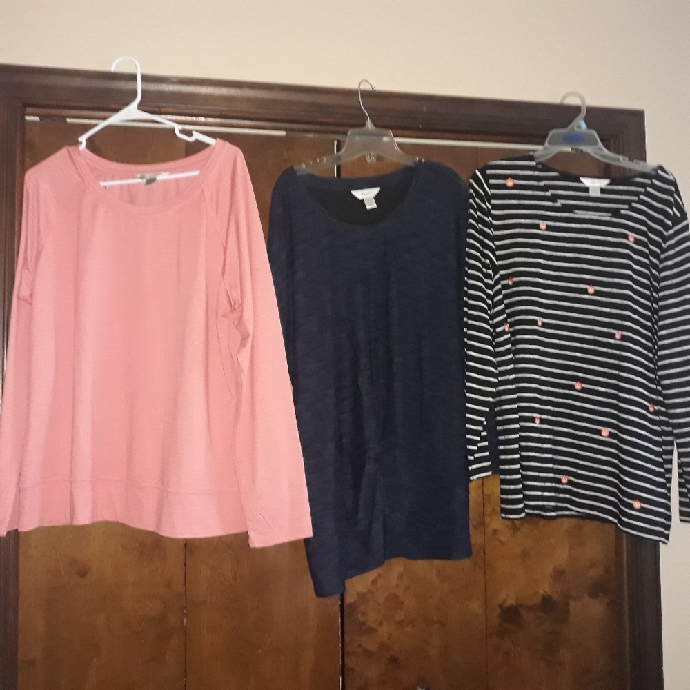 Set of three CJ Banks long sleeve tops, XL and 1X
